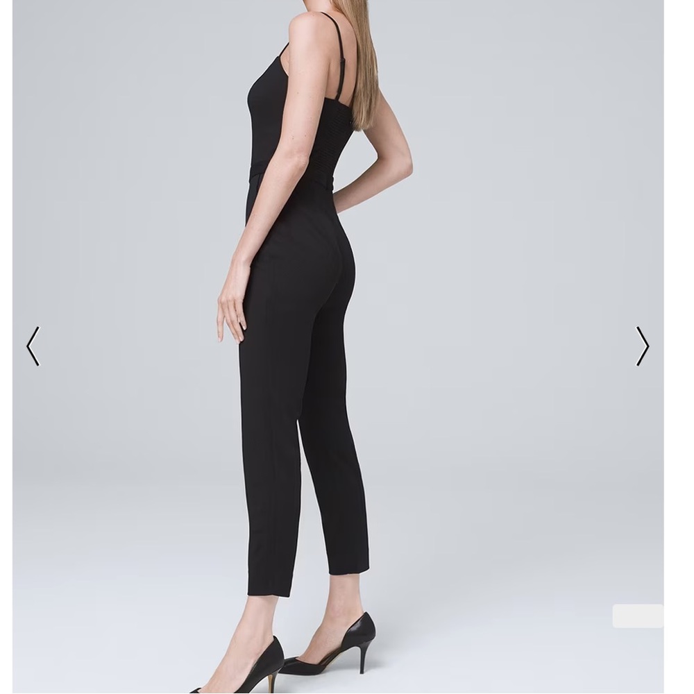 WHBM Sweetheart Jumpsuit Black Straight Leg Ankle Length Sz 10 NWT - Picture 3 of 14
